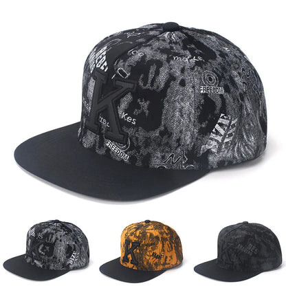 K Letter Hip Hop Baseball Caps For Men