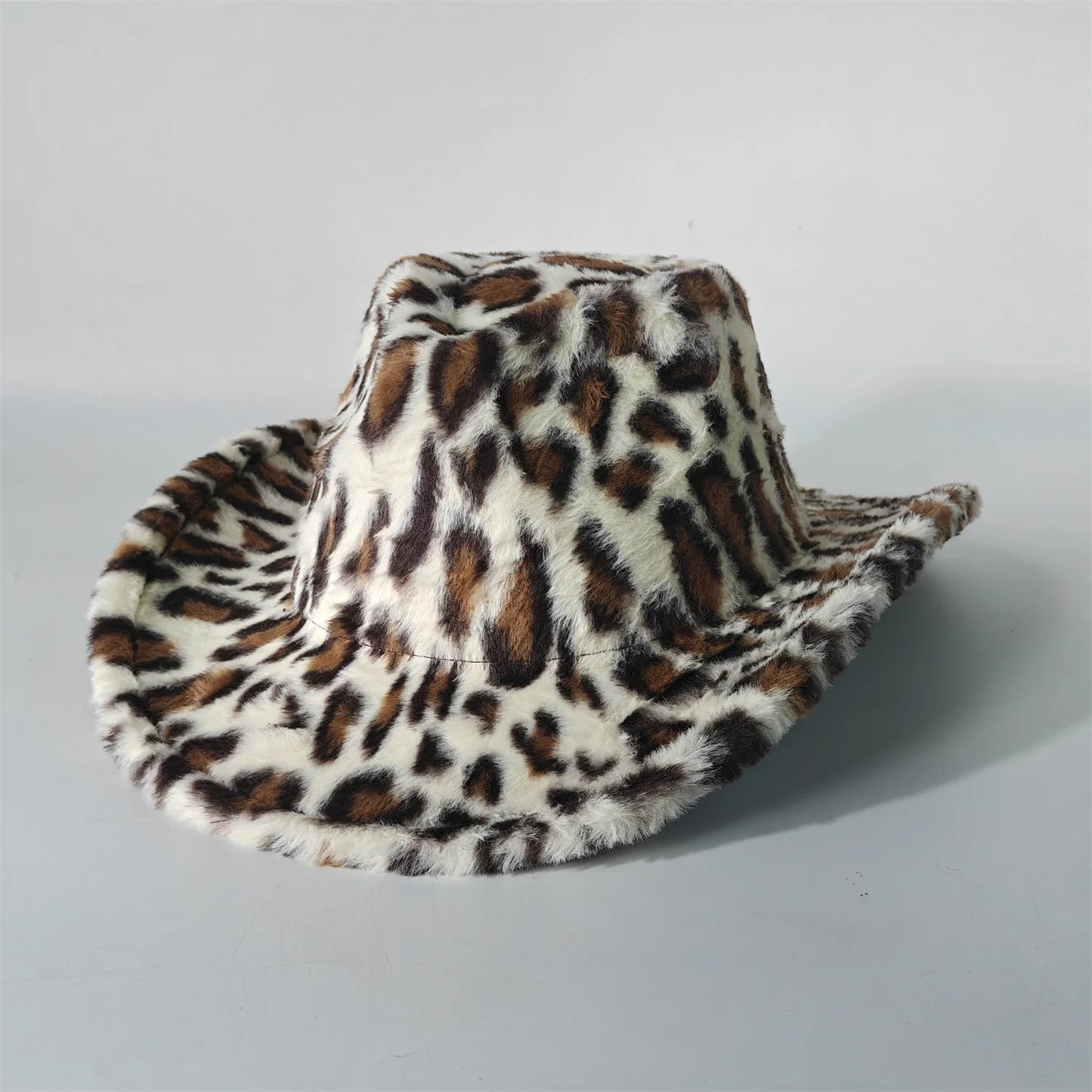 Leopard Print Rabbit Fur Cowboy Hat 7.5cm Western Cowboy Fedora