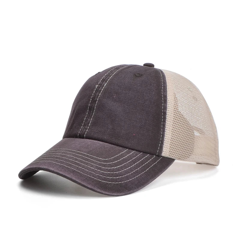 Men's Women Vintage Fashion Adjustable Mesh Trucker Hat