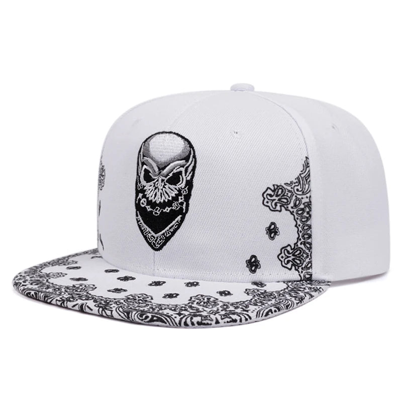 Fashion Snapback Hat Paisley Skeleton Embroidery HipHop Hat