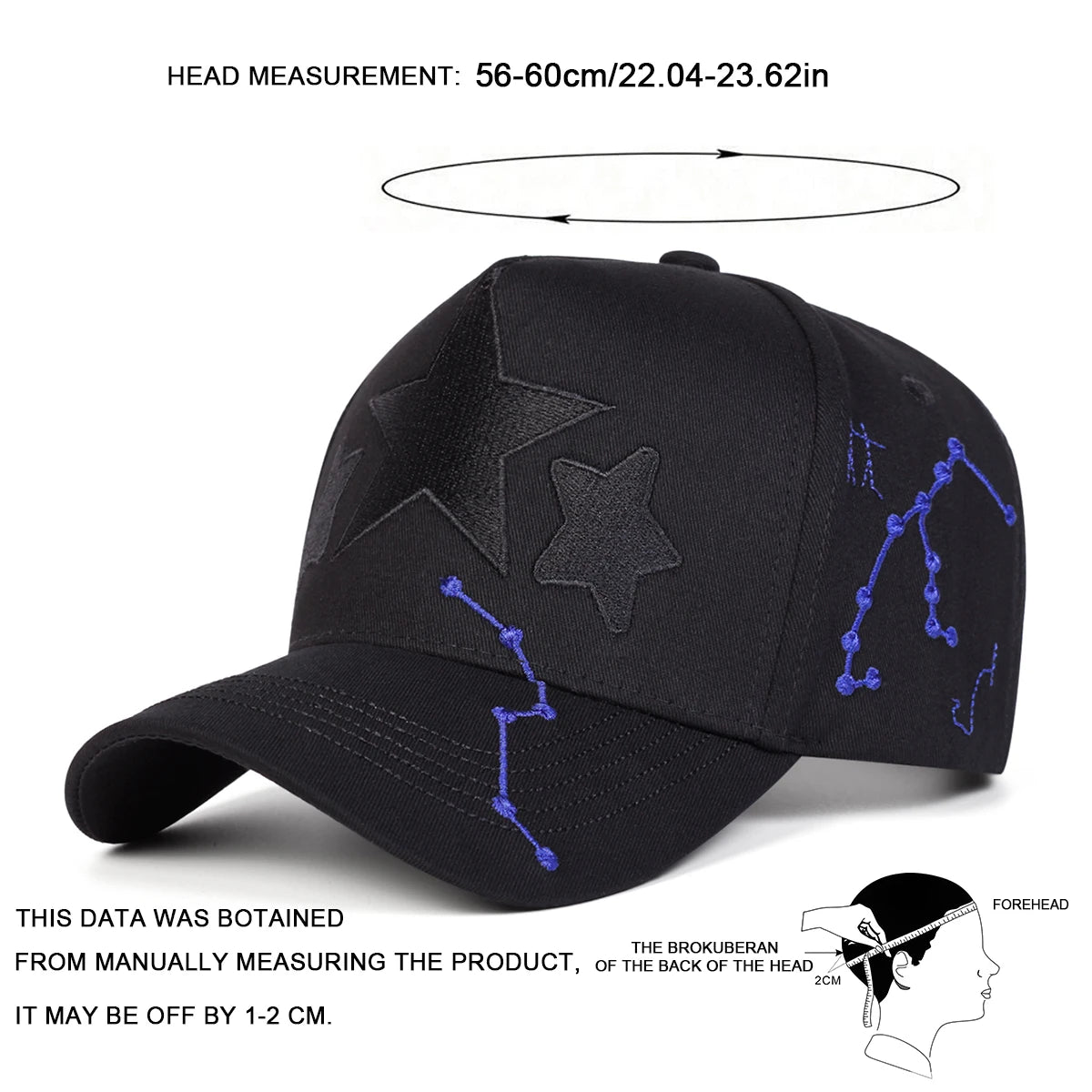 Unisex Star Embroidery Baseball Caps Spring Autumn Sports Cap