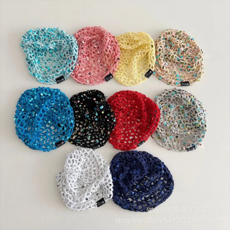 Early Autumn New Ethnic Style Sequin Hollow Knitted Pullover Hat