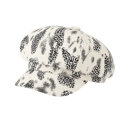 Leopard Print Octagonal Cap Women, Spring Autumn All-Match Beret