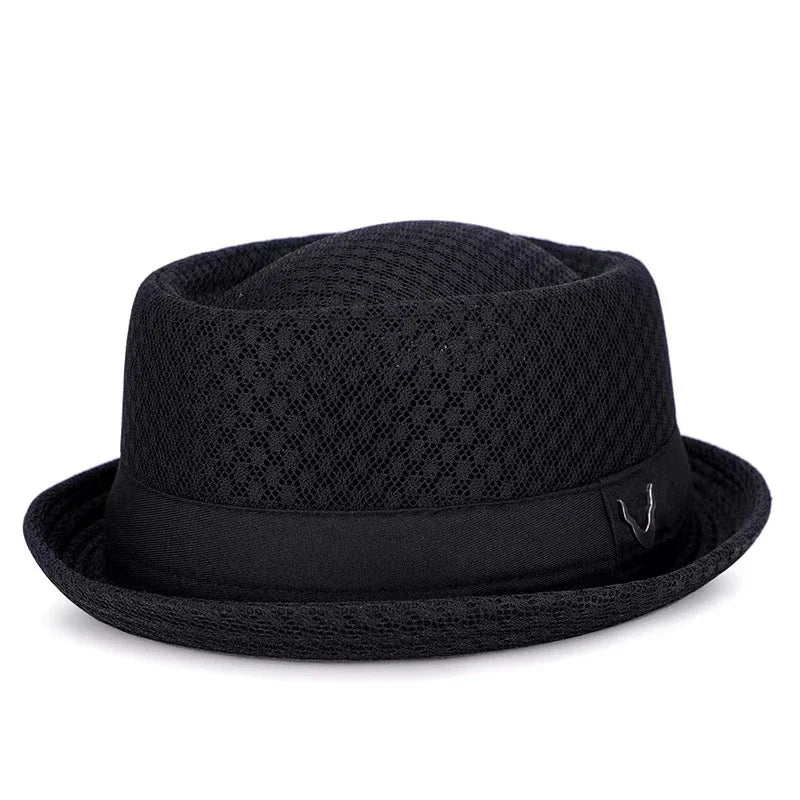 New Breathable Hat England Mesh Flat Straw Hat Retro England Jazz Foldable Sun Hats