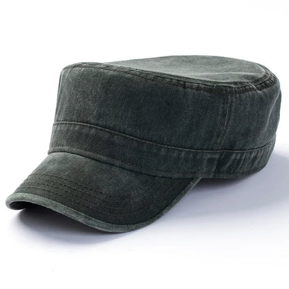 Washed Cotton Big Head Men Military Cadet Cap Army Style Navy Baseball Hats Flat Top Sun Caps for Women