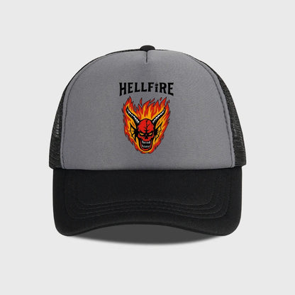 Hellfire Demon Flame Skull Print Baseball Cap Retro Streetwear Fashion