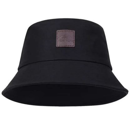 Unisex New York Leather Label Personality Bucket Hats