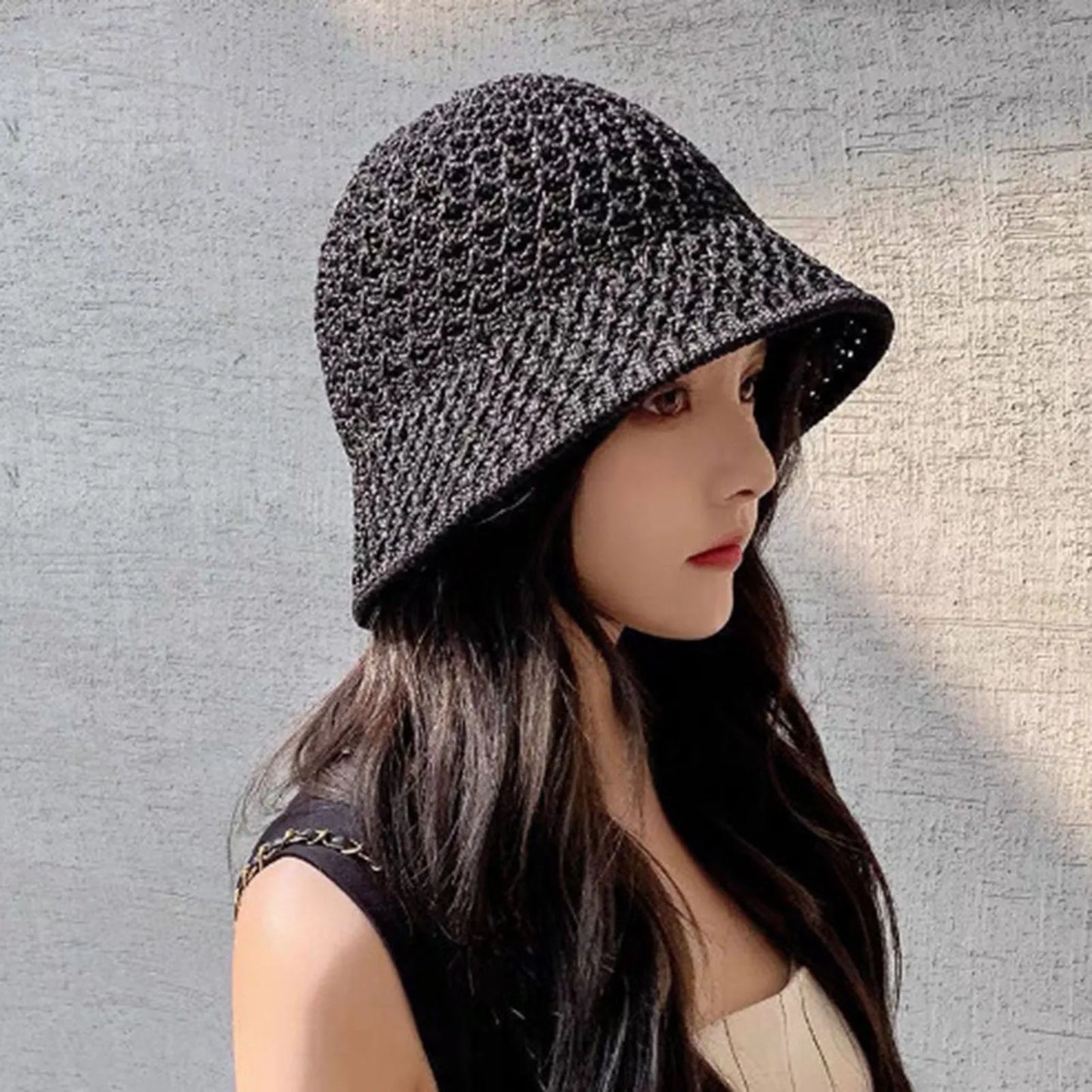 Summer Women Bucket Hat Hollow Out Thin Breathable Sun Hat