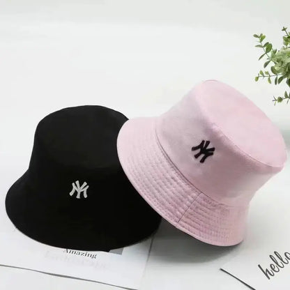 Unisex Letter Embroidery Personality Two-Sided Bucket Hats Fishermen Caps Outdoor