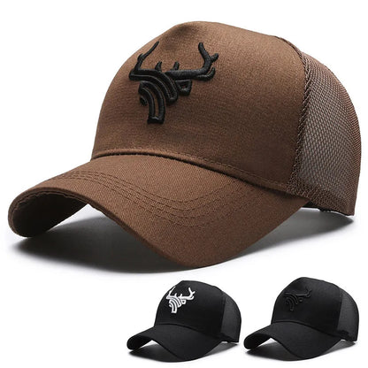 Unisex Animal Antlers Embroidery Baseball Net Caps Spring and Summer