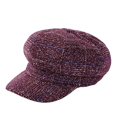 Vintage Plaid Design Woolen Hat Ear Protection