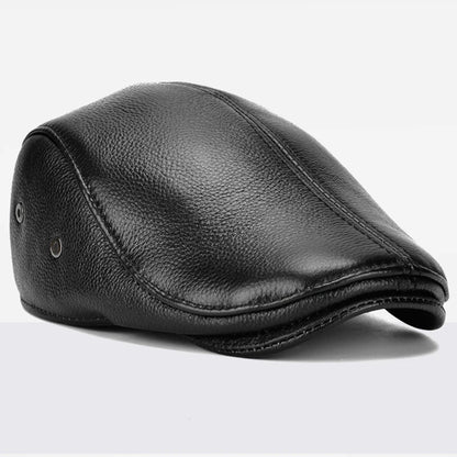 Men's Outdoor Leather Hat Winter Berets