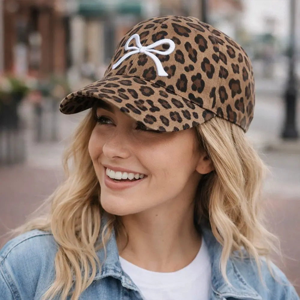 Casual Leopard Print Baseball Cap Butterfly Adjustable