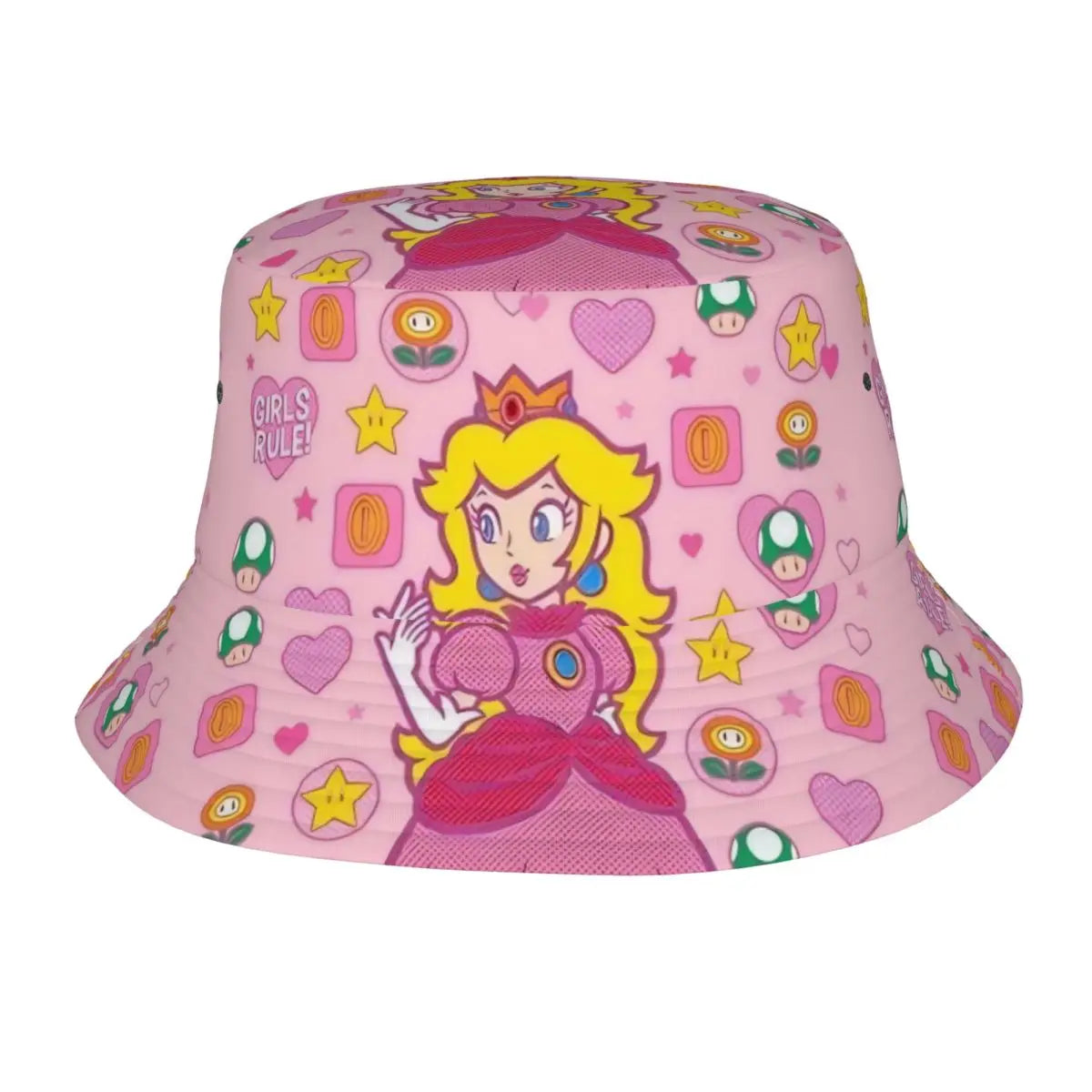 Street Princess Peach Lovely Bucket Hat Girl Outdoor Sports M-Mariod Fisherman Cap