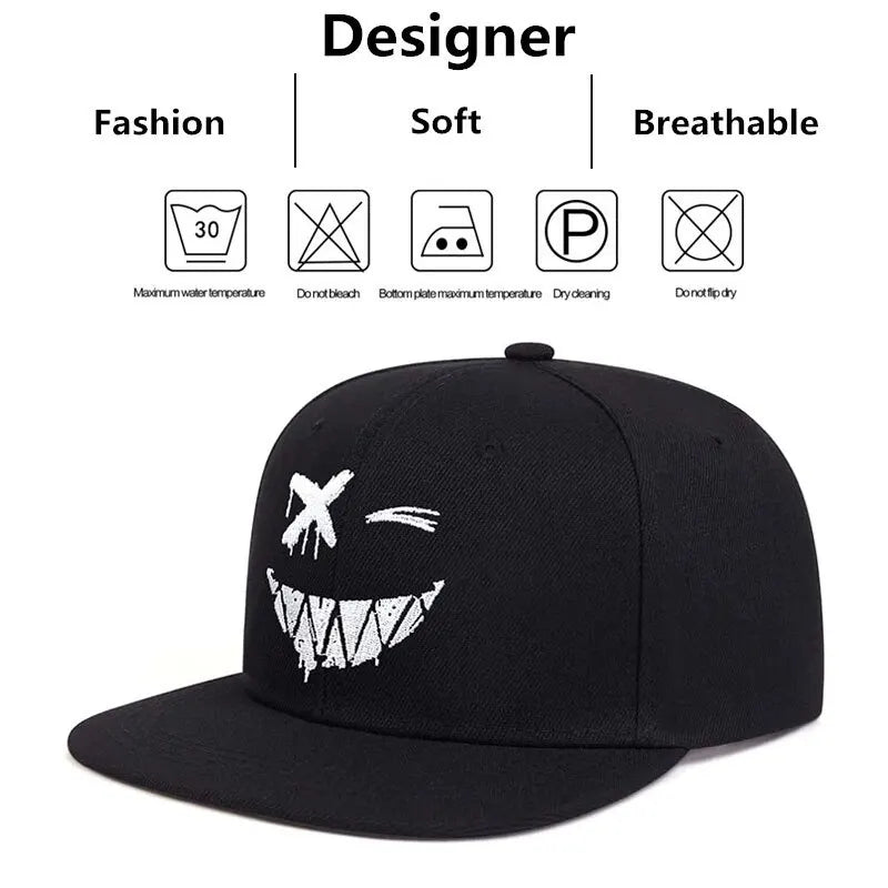 Unisex Personality Ghost Expression Embroidery Hip Hop Hats