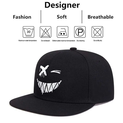 Unisex Personality Ghost Expression Embroidery Hip Hop Hats