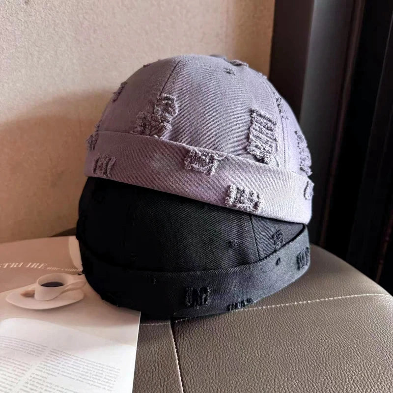 Washed Cotton Destroyed Ripped Docker Cap