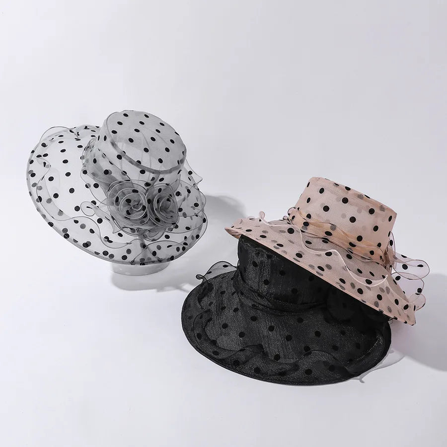 Unique Design Organza Sun Hats For Women Wide Brim