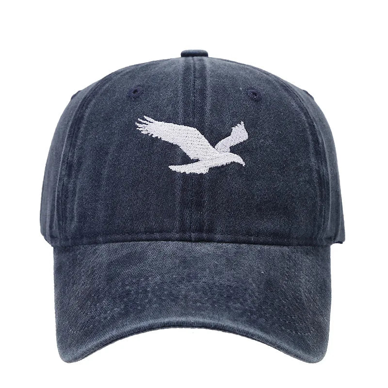 Unisex Eagle Embroidery Print Wash Baseball Cap