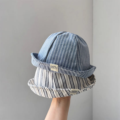Cute Striped Baby Bucket Hat Summer Sunscreen Toddler Fisherman Cap