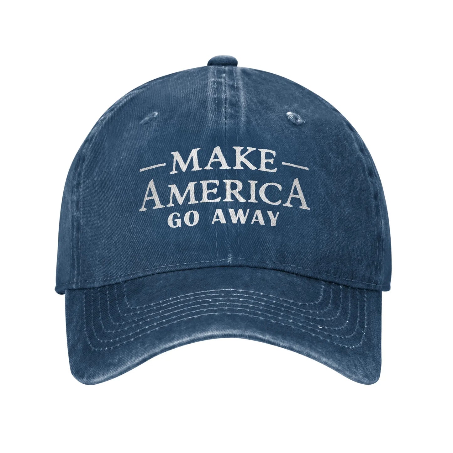 Make America Go Away Unisex Baseball Cap Funny Sarcasm Saying Distressed Denim Hats