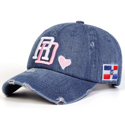 Unisex SD Letter Embroidery Hole Cowboy Baseball Caps
