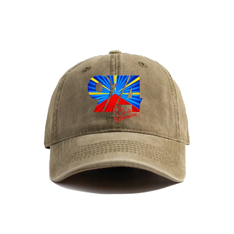 974 Reunion Island Baseball Cap Distressed Hats Cap Men Retro Outdoor Summer