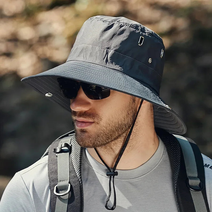 New Men's Wide Brim Sun Hat - Waterproof UV Protection Safari Bucket Hat