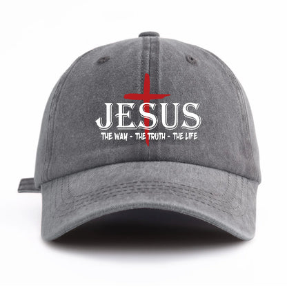 1 Pc Jesus Cross Print Washed Baseball Cap