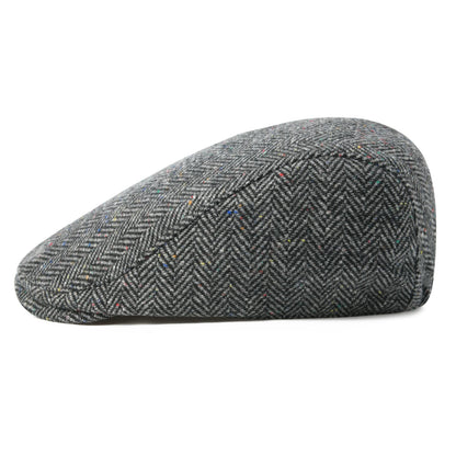 Men's Herringbone Flat Ivy Newsboy Hat Wool Blend Gatsby Cabbie Cap