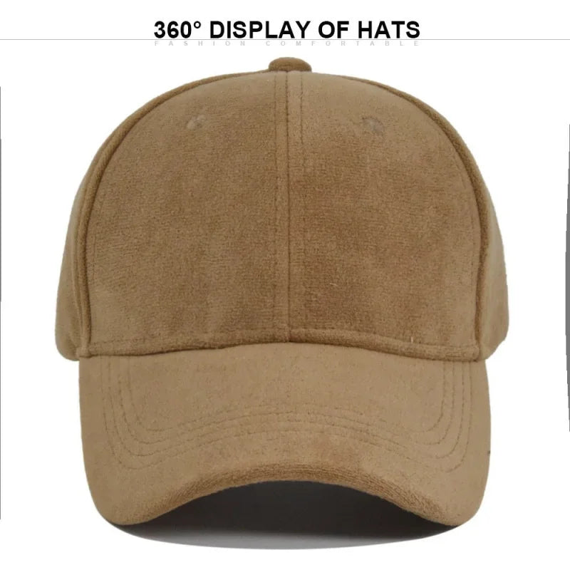 Fashion False Suede Baseball Caps For Men Women Autumn Winter Solid Retro Unisex  Adjustable Sun Caps