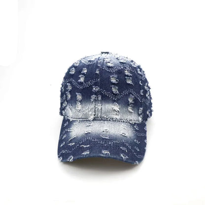 Spring And Summer New Style Ripped Washed Personalized Denim Baseball Cap