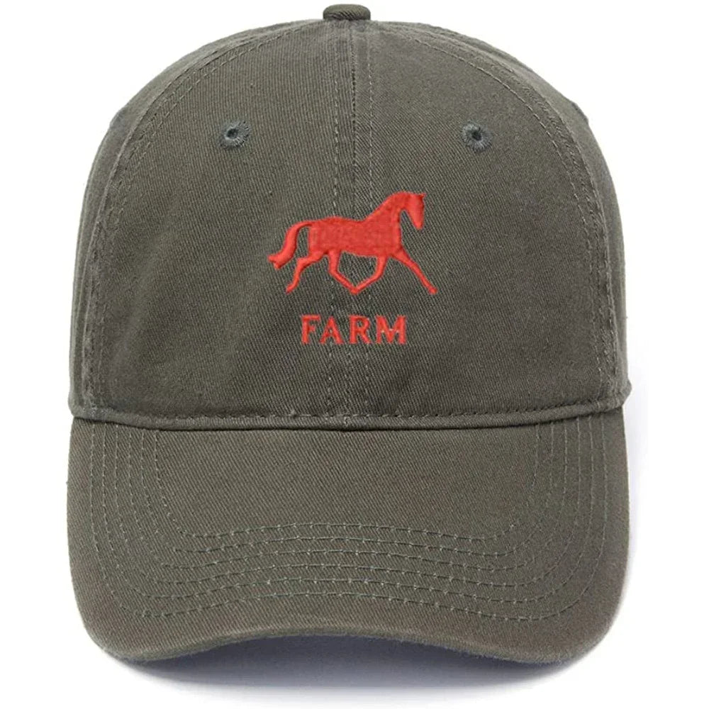Men's Baseball Cap Horse Farm Embroidery Hat Black Embroidered Casual Baseball Caps