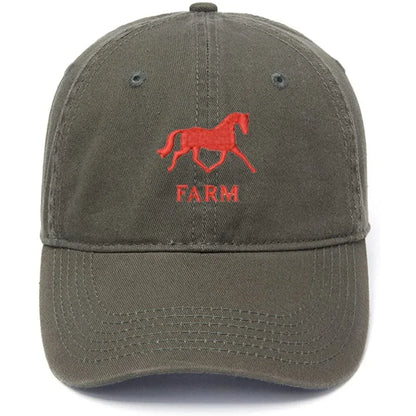 Men's Baseball Cap Horse Farm Embroidery Hat Black Embroidered Casual Baseball Caps