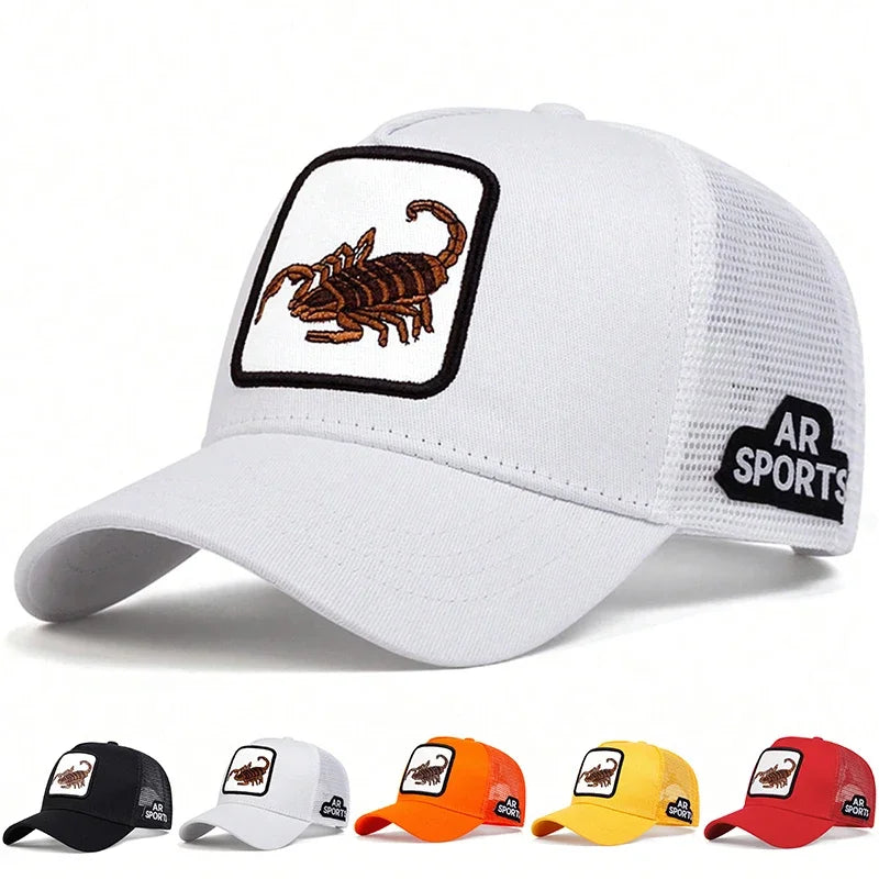 Unisex Scorpion Embroidery Baseball Net Caps Spring and Summer