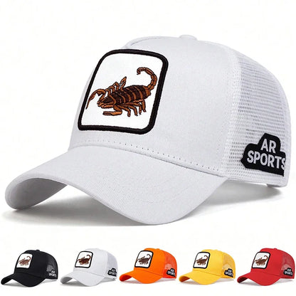 Unisex Scorpion Embroidery Baseball Net Caps Spring and Summer