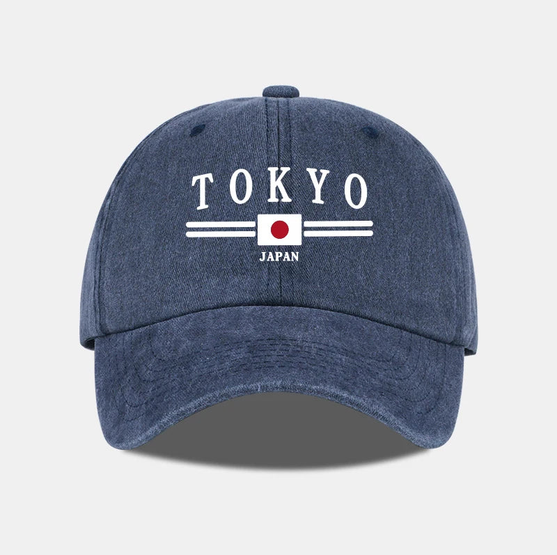 TOKYO JAPAN Printed Washed Baseball Cap Tokyo Japan Urban Style Classic Fashion Daily Commuting