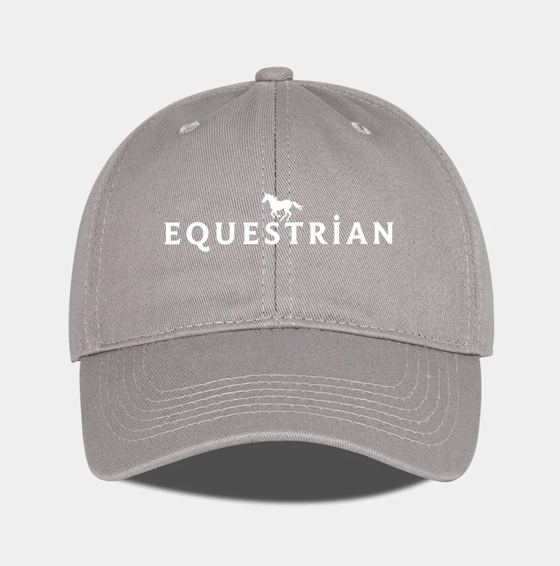 Equestrian Themed Horse Logo Print Soft Top Baseball Cap Soft Comfortable Breathable Adjustable Retro