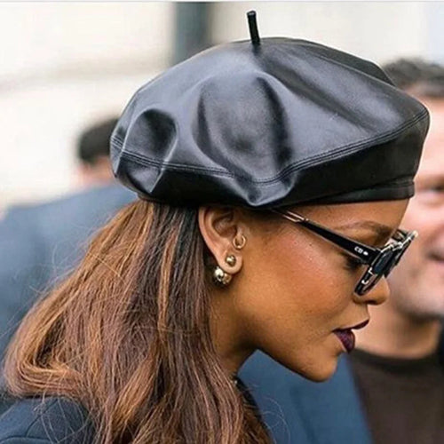 Autumn Winter Women's Genuine Sheep Leather Beret