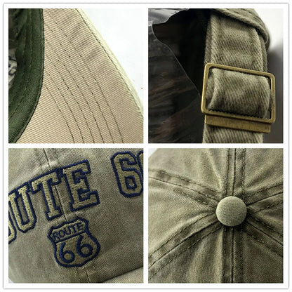 Summer New Pure Cotton Distressed Washed Baseball Cap Highway Embroidered Duckbill Cap Sunshade Hat