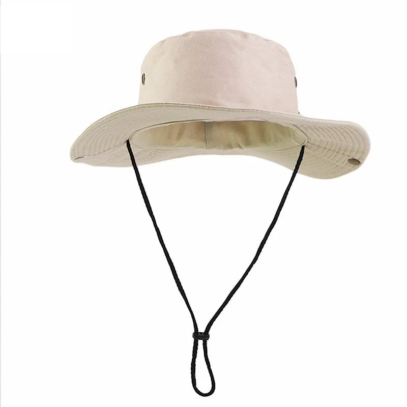 New Plain Cotton Sunshade String Fisherman Hat