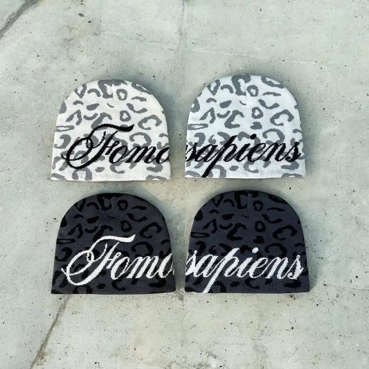 2026 New Leopard Print Color Matching Retro English Jacquard Pattern Warm Winter