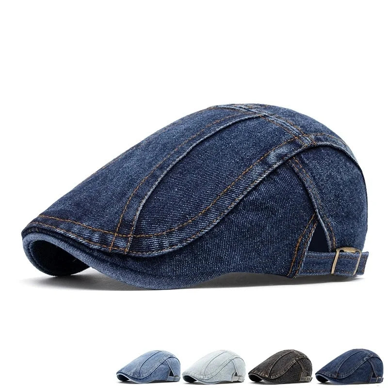 Four Seasons Retro Beret For Men And Women British Denim Peaked Cap