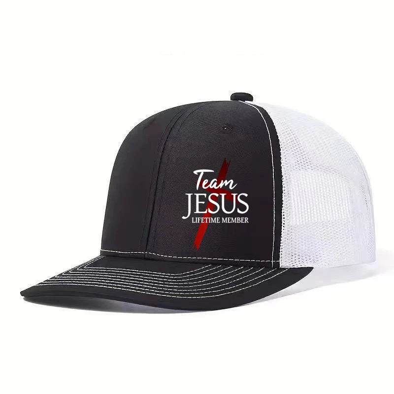 Team Jesus Lightning Mesh Hat Multi Color Contrast Breathable Mesh Fabric Hardcore Believers Street Explosion Artifact