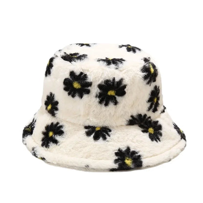 2024 New Winter Bucket-Hats Fluffy Fur Men Women Panama Hat