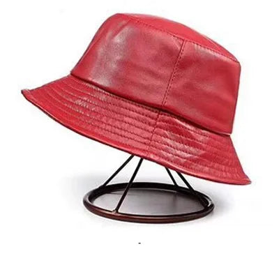 Spring/Winter Japanese Korean Unisex Genuine Leather Bucket Hats