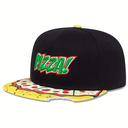 Unisex Eye PIZZA Embroidery Hip Hop Hats Spring and Autumn Outdoor Adjustable Casual Baseball Caps Sunscreen Hat