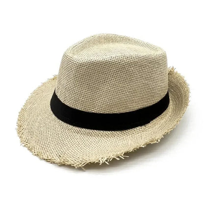 Straw Sun Hat Casual Breathable Cowboy Wide Brim Jazz Hat