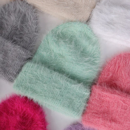Candy Color Winter Hats Woman Cozy Knitted Beanie Women