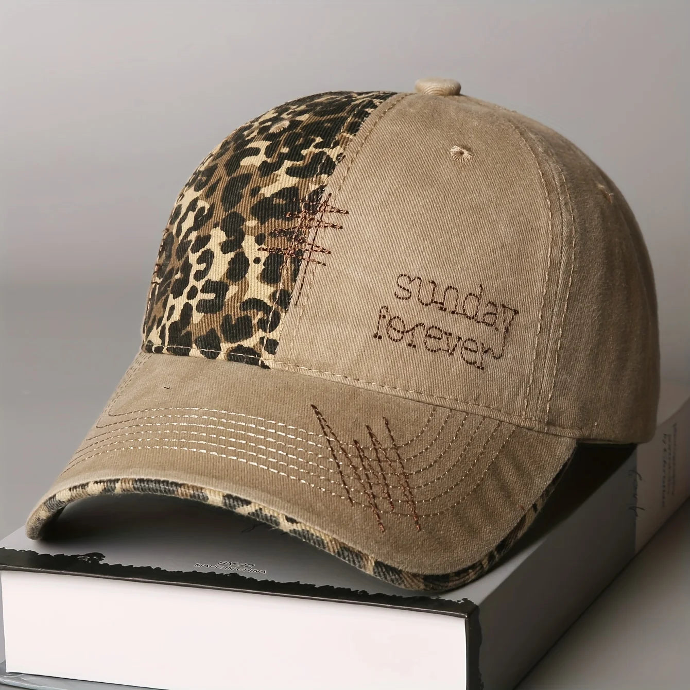 Leopard Print Letter Embroidered Baseball Cap